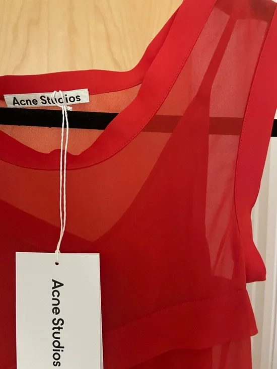 Acne Studios Red Semi Sheer Dress - Picture 6 of 6